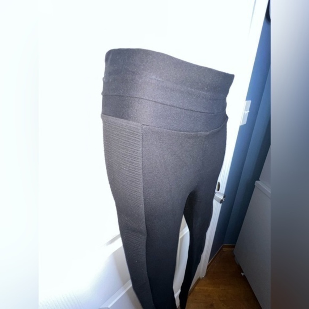 Zara Basic Women’s X Small Black High Waisted Ribbed Ponte Leggings Pant XS